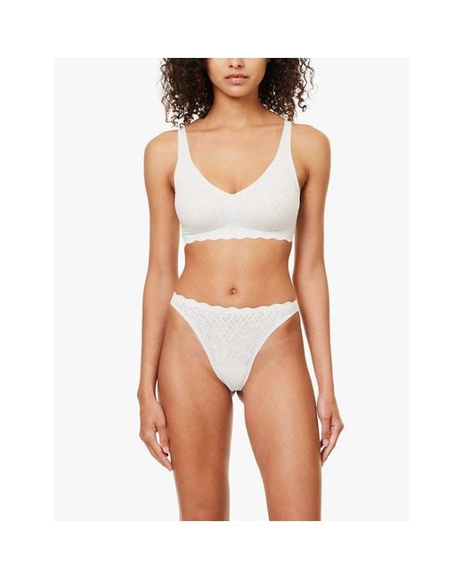 Sloggi White Zero Feel Bliss Lace Thong