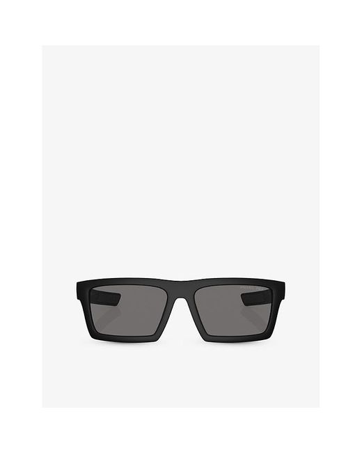 Prada Linea Rossa Black Ps 02zsu Rectangle-frame Injected Sunglasses