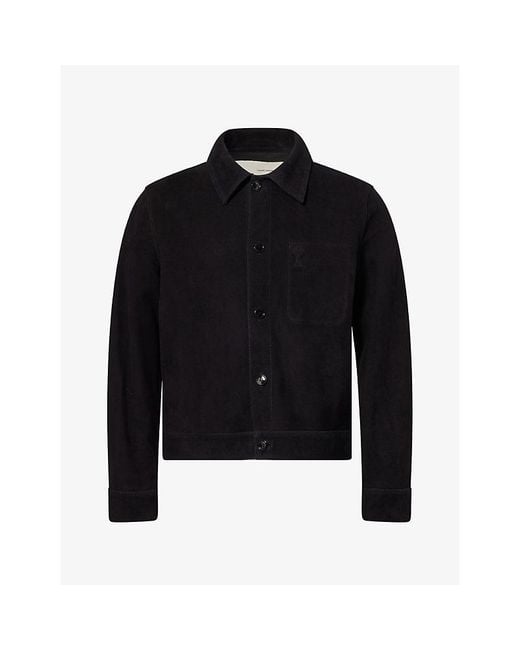 AMI Black Embossed Adc Suede Jacket for men