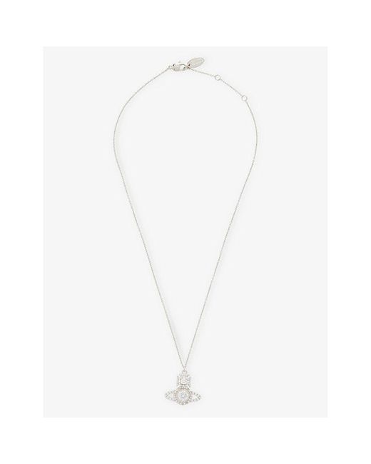 Vivienne Westwood White Norabelle Brass And Cubic Zirconia Necklace