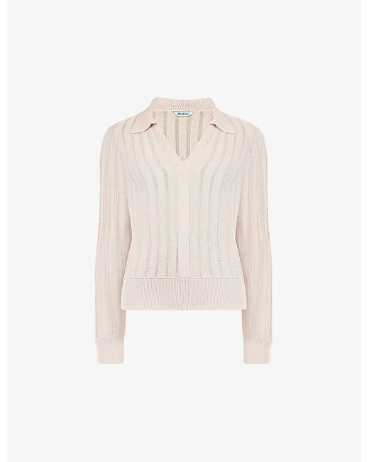 Ro&zo White Collar Ribbed Knitted Top