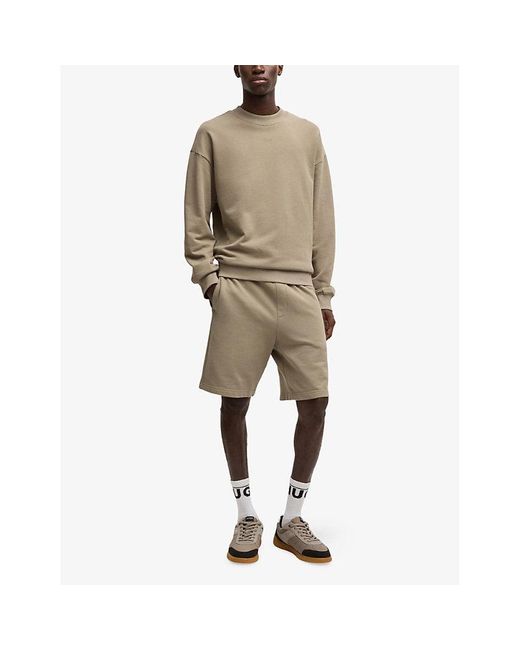 HUGO Green Crewneck Branded Cotton-Jersey Sweatshirt for men