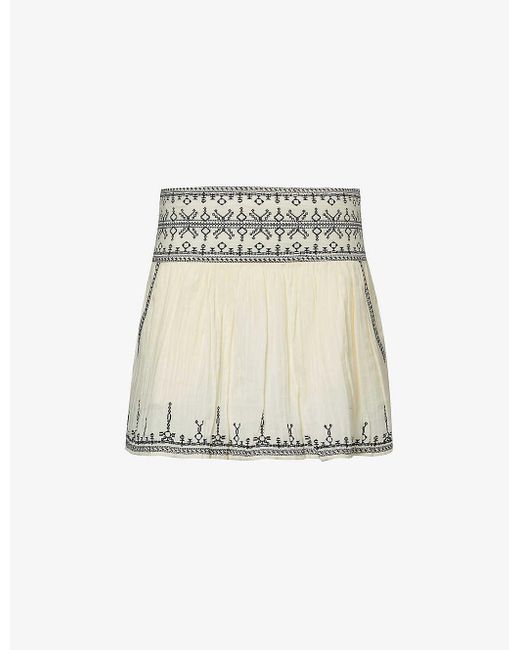 Isabel Marant Natural Picadilia Embroidered Cotton Mini Skirt