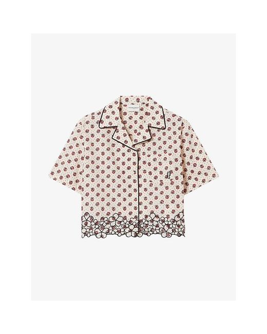 Claudie Pierlot Multicolor Embroidered Floral-Print Cotton Shirt