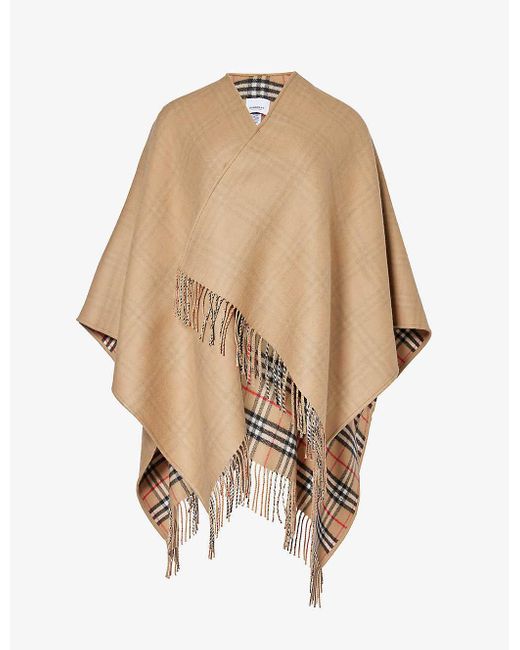Burberry Natural Vintage Check Wool Cape