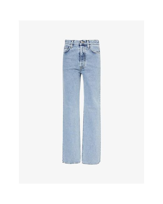 Totême  Blue Classic Wide-leg High-rise Organic-cotton Denim Jeans