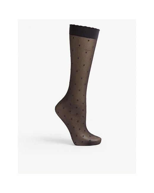 Falke Black Polka Dot Knee-High Knitted Socks