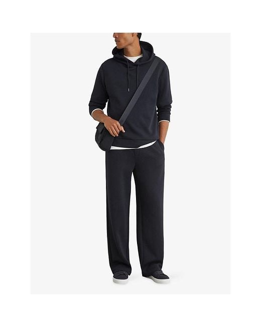 Reiss Blue Dane Relaxed-Fit Jersey Hoody for men