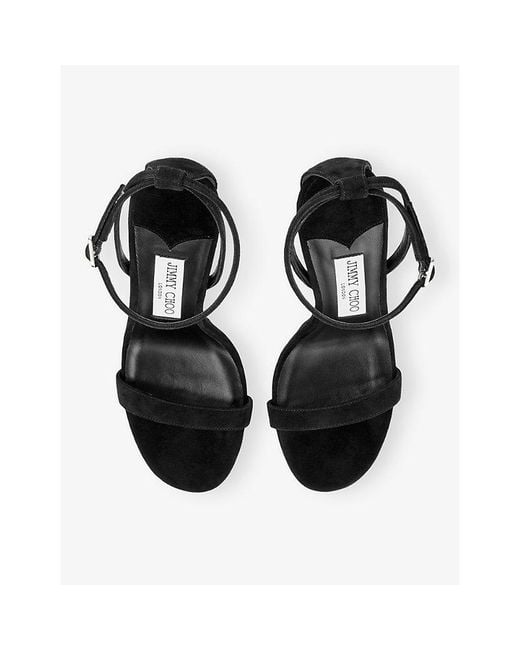 Jimmy Choo Black Moza Pf 120 Suede Heeled Sandals