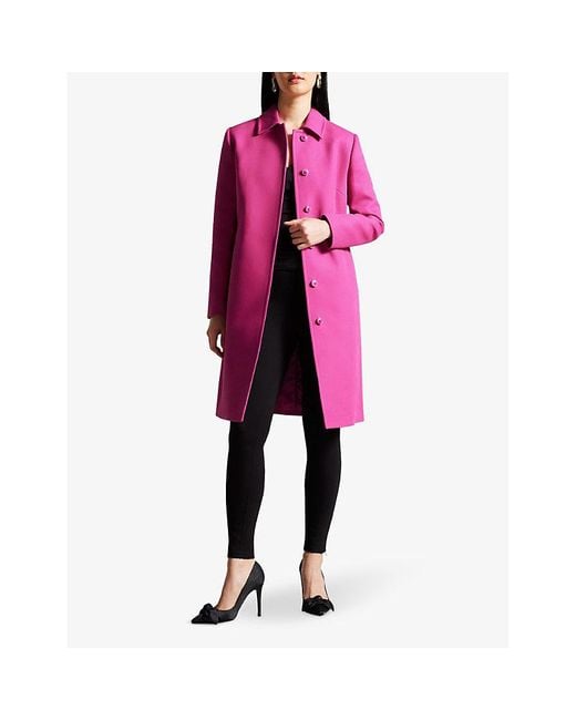 Ted Baker Isolde Belted Cotton Midi Trench Coat in Pink | Lyst
