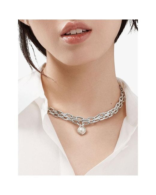 Tiffany & Co Metallic Tiffany Hardwear Sterling- And Freshwater Pearl Necklace