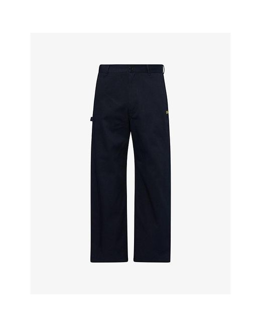 Loewe Blue Anagram-Embroidered Cotton-Twill Trousers for men
