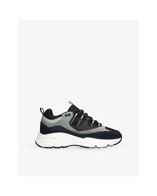 Cleens Black Aero Runner Leather, Suede And Mesh Trainers for men