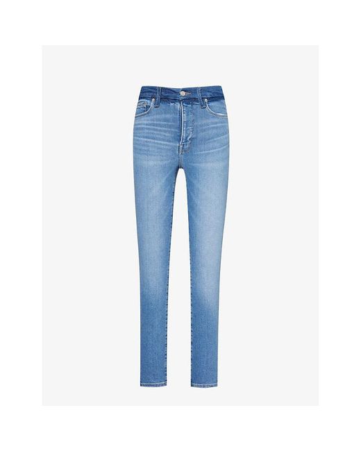 GOOD AMERICAN Blue Good Waist Contrast-stitch Slim-leg High-rise Stretch-denim Jeans