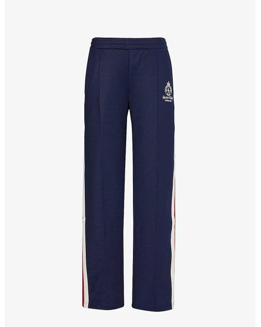 Sporty & Rich Blue Crown Logo-embroidered Woven Track jogging Bottoms