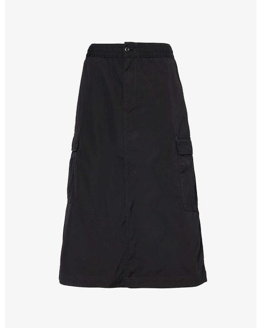 Carhartt Black Jet Slip-pocket Cotton Midi Skirt