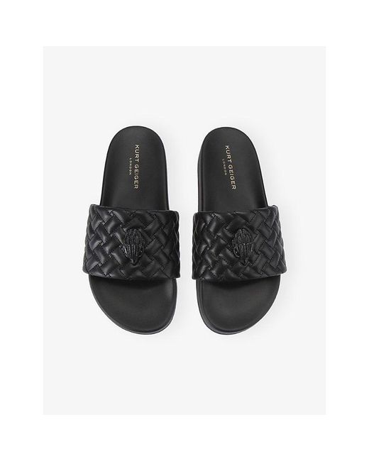 KG by Kurt Geiger Black Meena Eagle Faux-Leather Slides for men