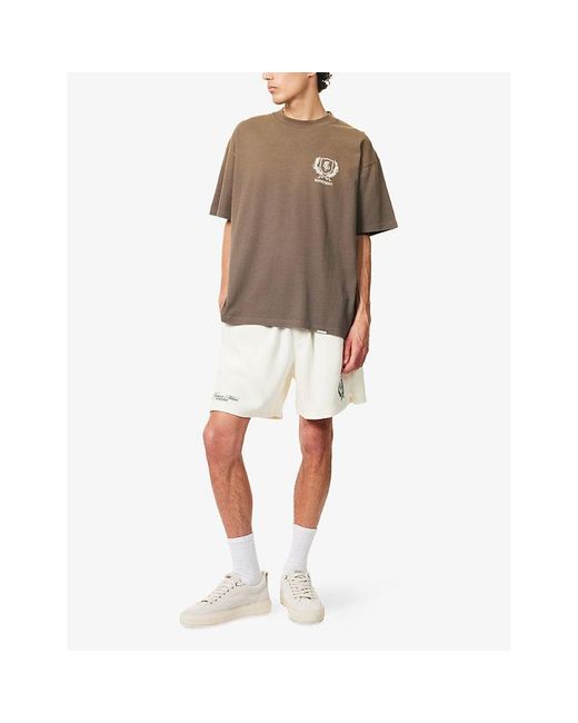 Represent Brown Crest Text-Print Cotton T-Shirt for men