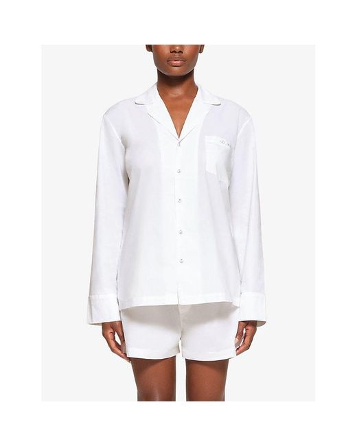 Skims White Spa Button-down Long-sleeved Cotton-poplin Pyjama Shirt