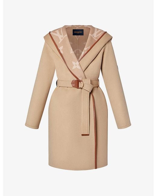 Louis Vuitton Natural Hooded Double-faced Wool-blend Coat