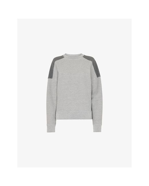 Whistles Gray Contrast-Detail Relaxed-Fit Cotton Sweatshirt