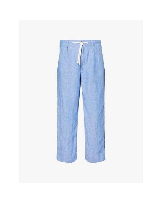 Polo Ralph Lauren Blue Polo Prepster Chambray Relaxed-Fit Linen Trousers for men