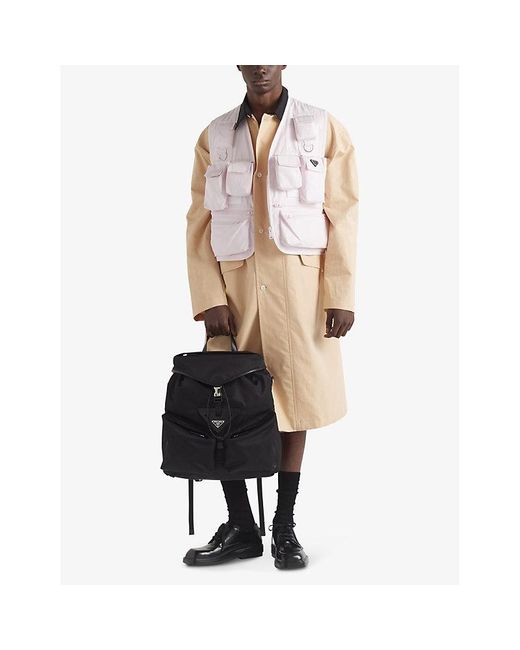 Prada Black Re-nylon Recycled-nylon And Leather Backpack for men