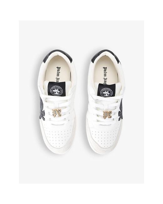Palm Angels White Palm Beach Brand-motif Leather Low-top Trainers for men