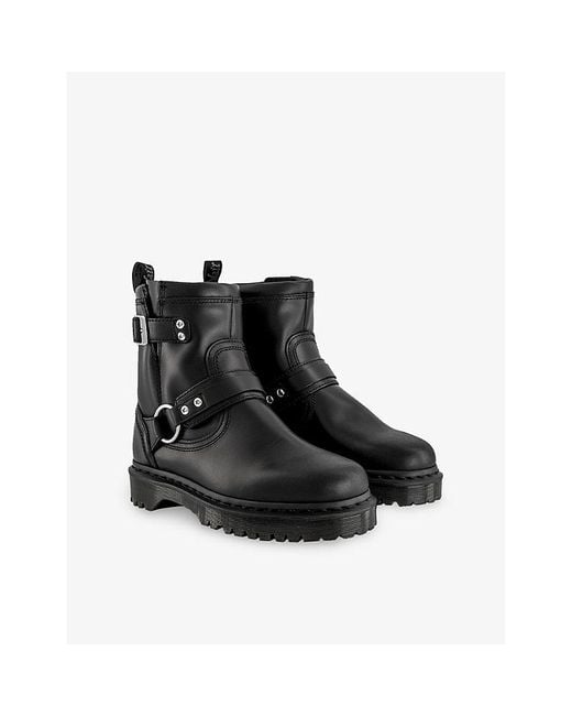 Dr. Martens Black Anistone Harness Leather Ankle Boots