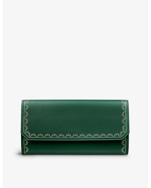 Cartier Green Guirlande De Leather Wallet