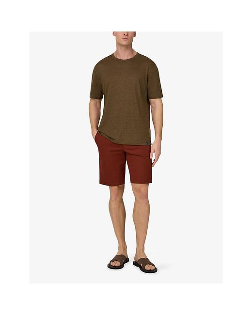 Boggi Green Crewneck Linen-Jersey T-Shirt for men