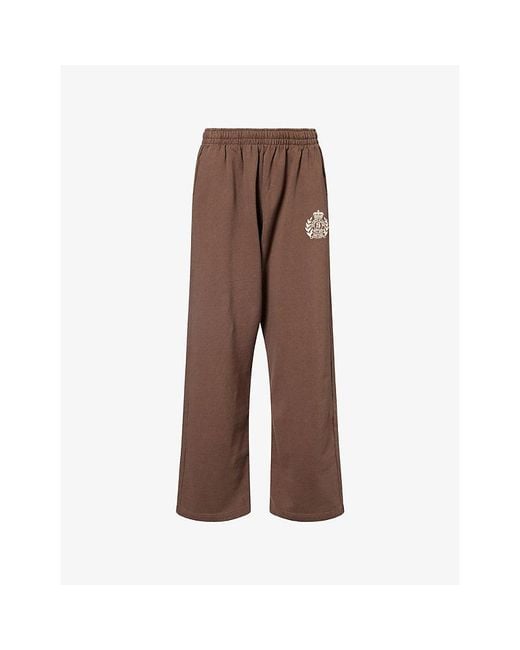 Sporty & Rich Brown Farm Wide-Leg Cotton Jogging Bottoms