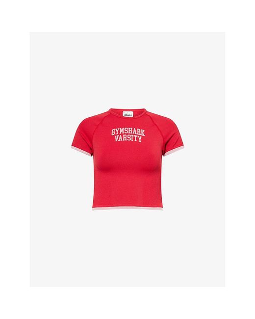 GYMSHARK Red Lift Varsity Stretch-Woven Top