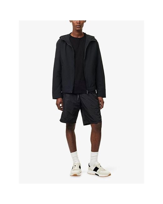 Emporio Armani Black Seersucker Hooded Woven Jacket for men