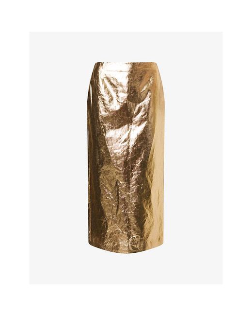 Gabriela Hearst Manuela Metallic Linen Midi Skirt