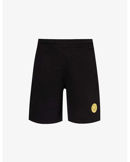 Market Black Smiley-appliqué Mid-rise Cotton-jersey Shorts for men