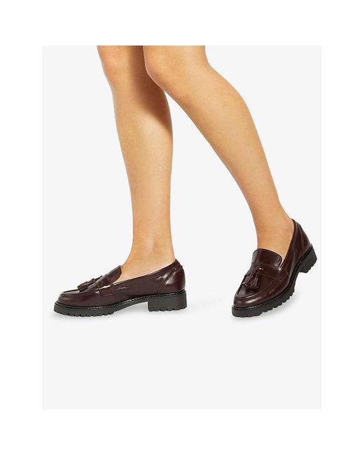 Dune Brown Gracelyn Tassel Leather Loafers