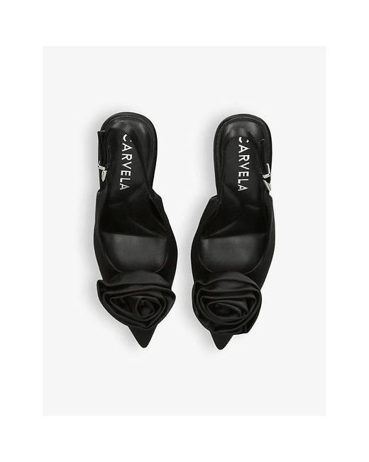 Carvela Kurt Geiger Black Corsage Sling-back Satin Court Shoes