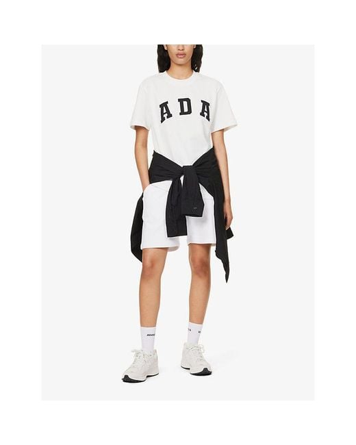ADANOLA White Logo-Appliqué Relaxed-Fit Cotton-Jersey T-Shirt