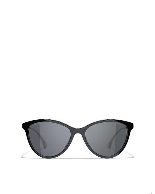 Chanel Gray Ch5459 Cat-eye Acetate And Metal Sunglasses