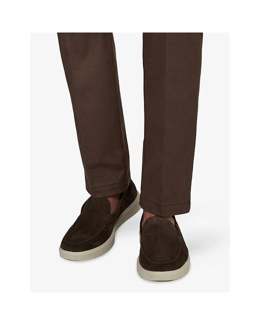 Boggi Black Stratus Suede Leather Loafers for men