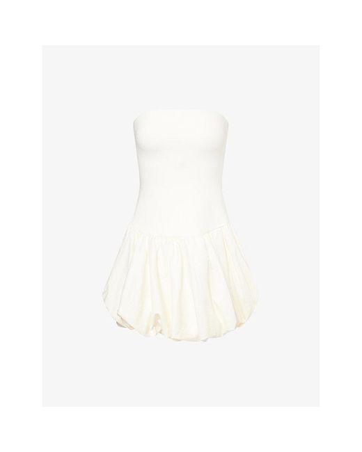 Jonathan Simkhai White Pollie Balloon Linen-Blend Mini Dress