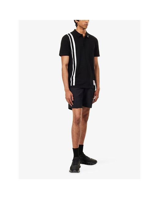 J.Lindeberg Black 30Y Wallis Woven-Knit Polo T-Shirt for men