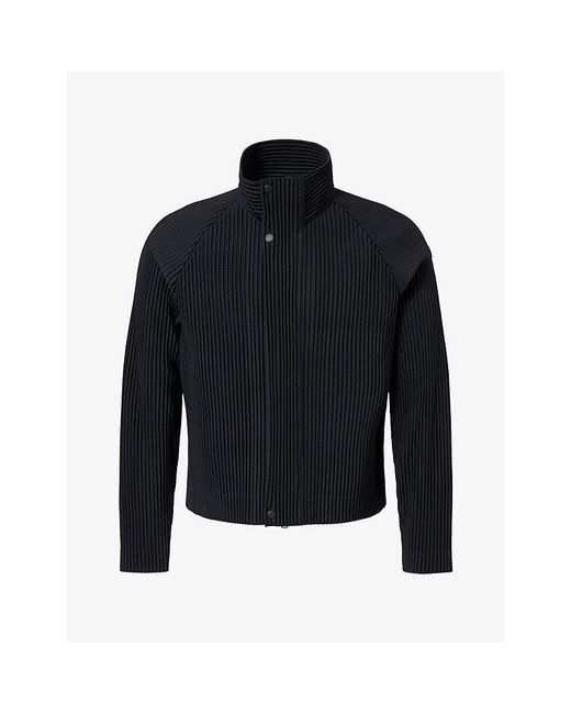 Homme Plissé Issey Miyake Blue Tailored Pleated Knitted Jacket for men