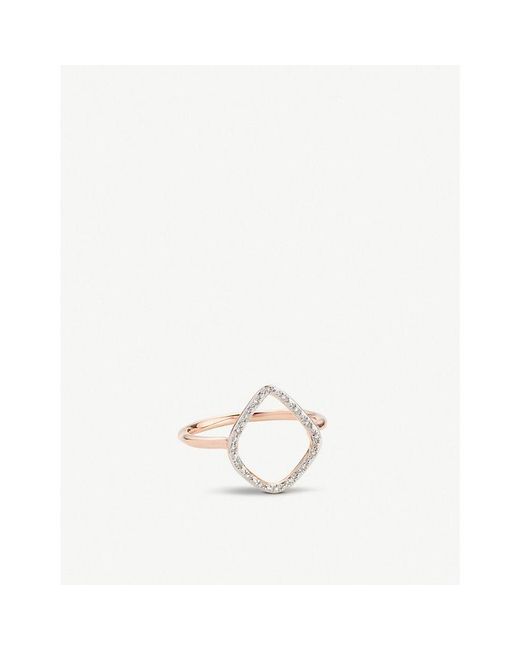 Monica Vinader White Riva Hoop Cocktail 18Ct Rose Vermeil On Sterling Diamond Ring