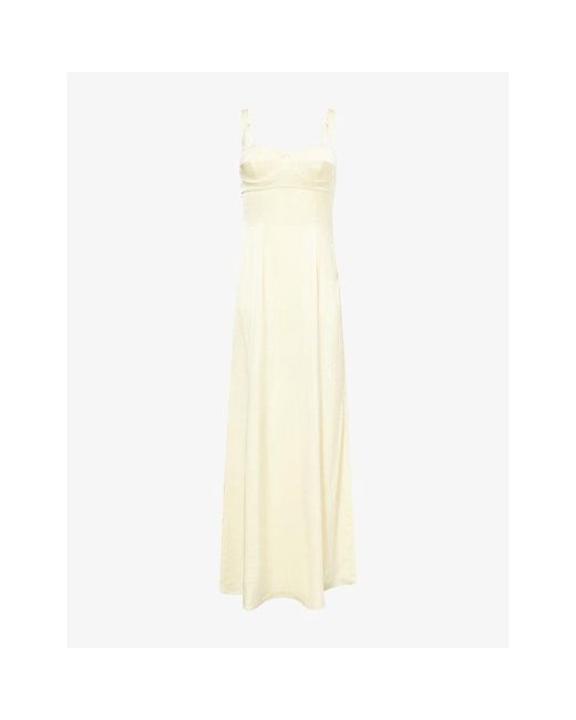 Reformation White Britney Bustier Satin Maxi Dress