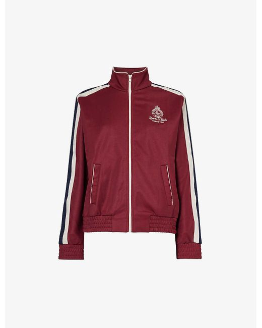 Sporty & Rich Crown Logo-embroidered Woven Track Jacket