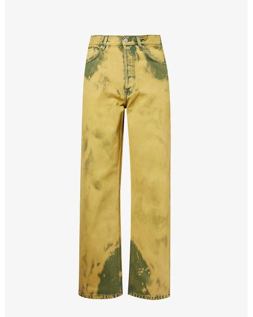Dries Van Noten Yellow Washed Wide-leg Relaxed-fit Jeans for men
