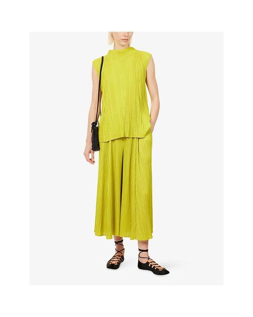 Pleats Please Issey Miyake Yellow Mellow Sleeveless Pleats Shirt