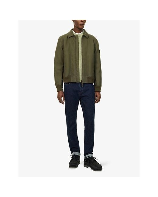 Stone Island Green Ghost Rubberised Leather Jacket for men